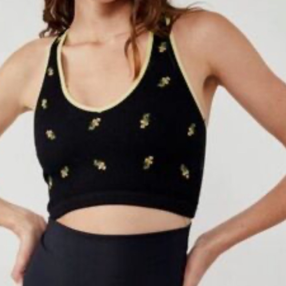 Free People Movement Free Throw embroidered Floral Seamless Sports Bra Top XS